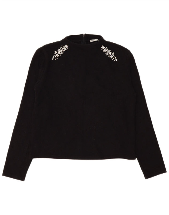 Женский топ Zara с длинным рукавом UK 14, средний черный