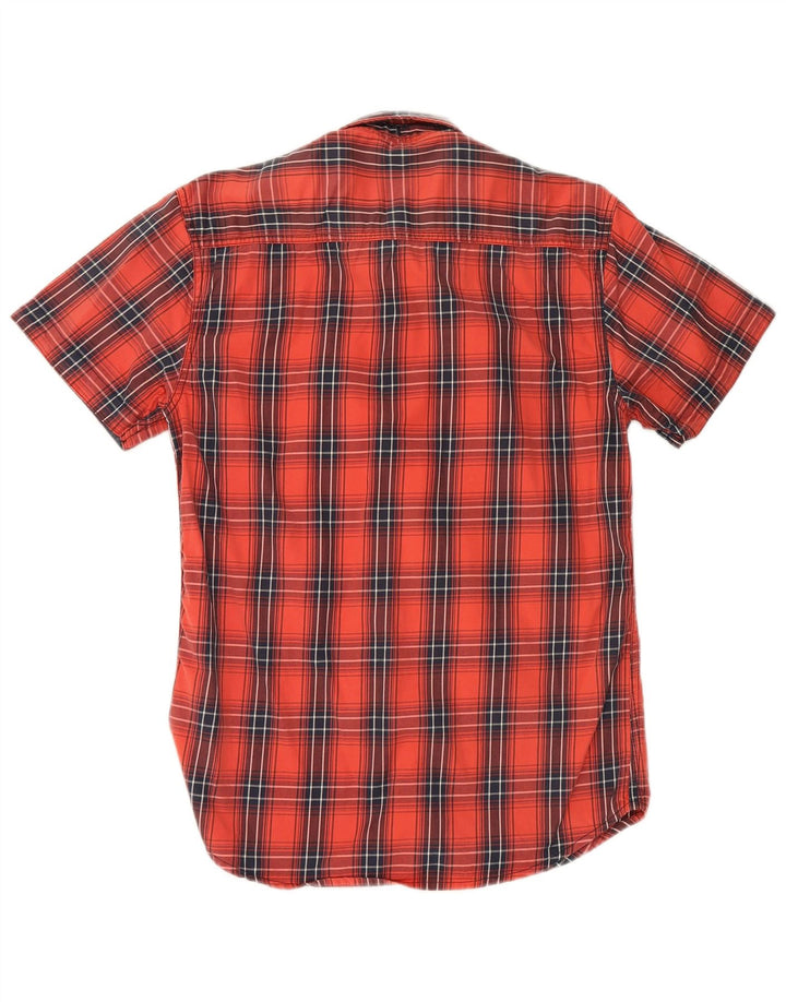 Мужская рубашка с коротким рукавом Jack & Jones, хлопковая красная клетка среднего размера
