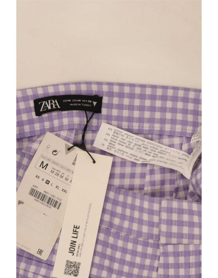 Женские укороченные брюки Zara Bootcut Medium W28 L25 Фиолетовый в мелкую клетку
