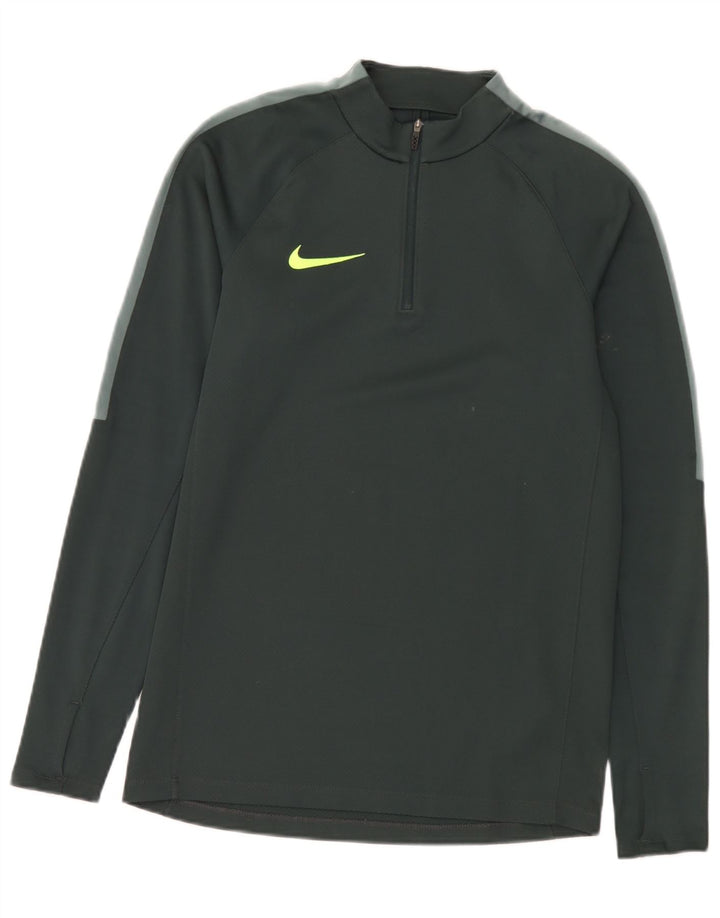 Мужской топ Nike с воротником на молнии и длинными рукавами, маленький зеленый полиэстер