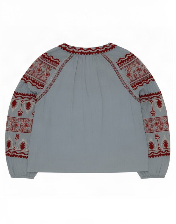 Женская блузка оверсайз Zara UK 6 XS, синяя, лиоцелл Fair Isle