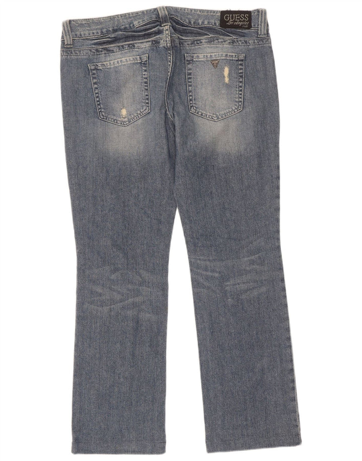 Guess Женские потертые джинсы Bootcut W34 L30 Синие хлопковые