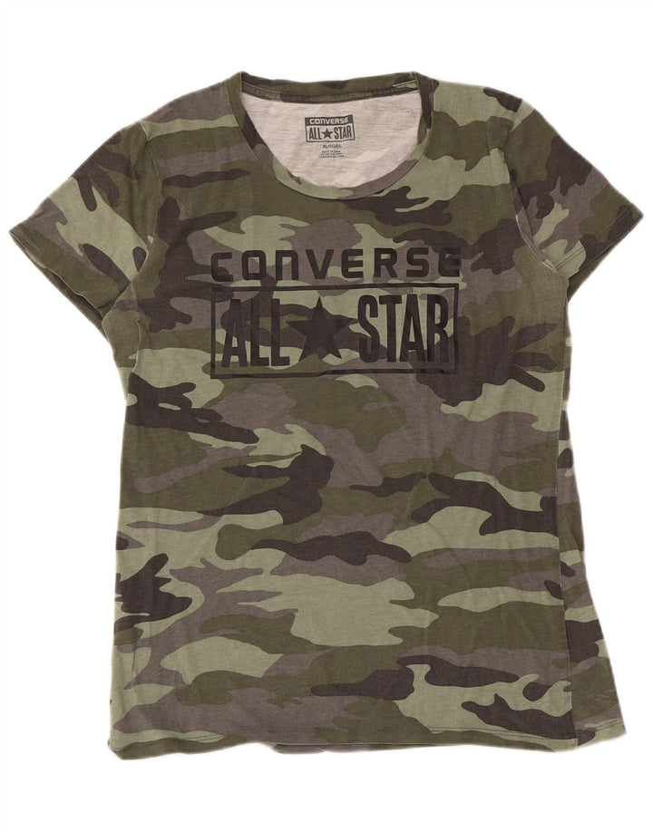 Женская футболка с рисунком Converse Top UK 18 XL, камуфляж цвета хаки