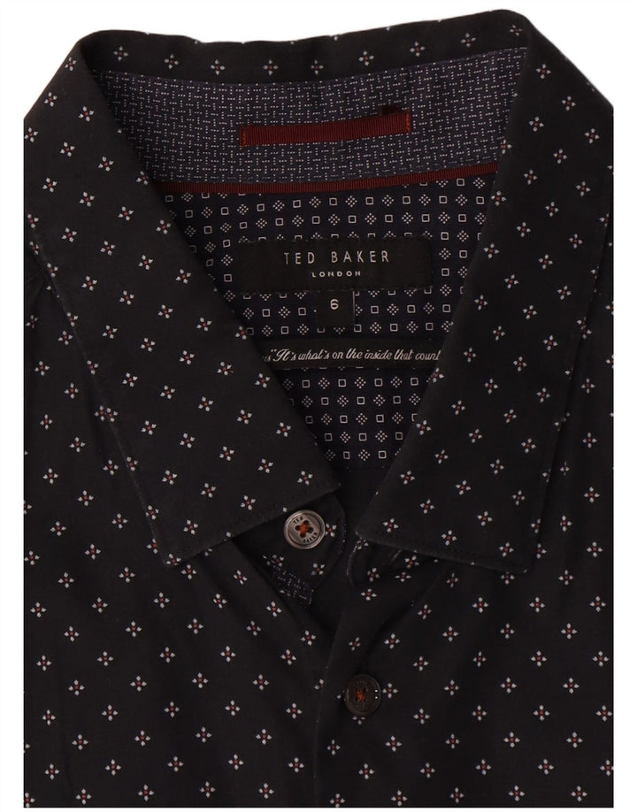 Мужская рубашка Ted Baker, размер 6, 2XL, черный хлопок с геометрическим рисунком