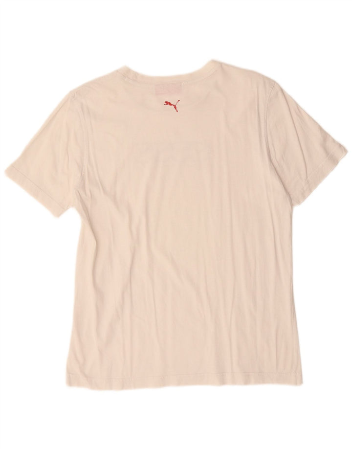 Мужская футболка с рисунком Puma, хлопковый топ среднего размера, белый цвет