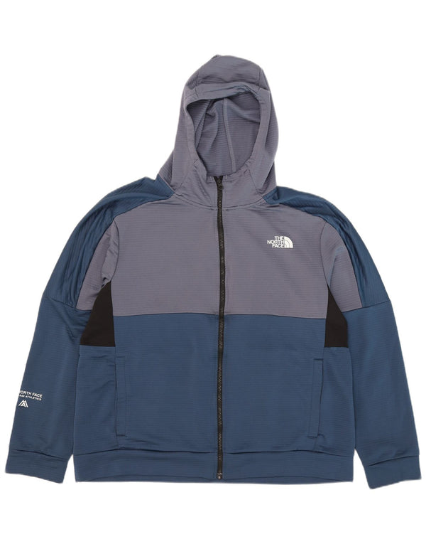 Мужской свитер с капюшоном на молнии The North Face XL, синий полиэстер с цветными блоками