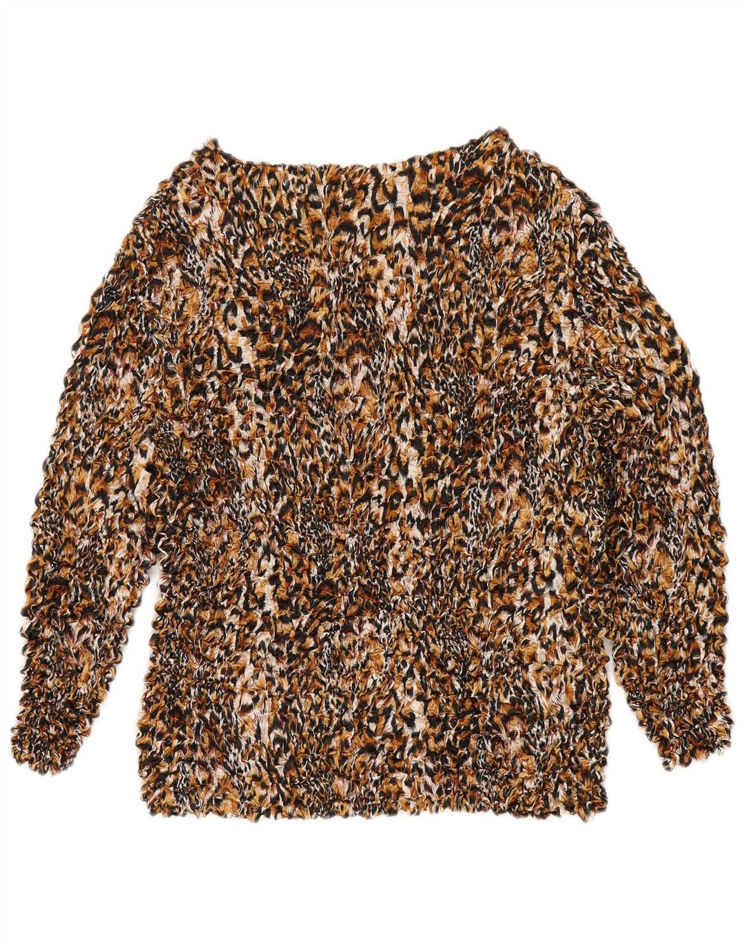 Винтажная женская блузка, топ UK 14, средний разноцветный полиэстер с животным принтом