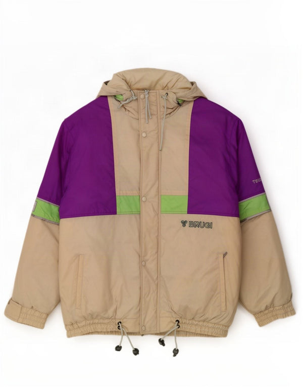 Мужская лыжная куртка Brugi с капюшоном UK 44 2XL Off White Colourblock