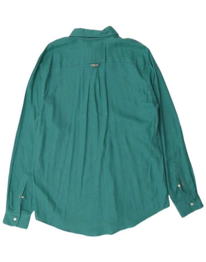 Crew Clothing Мужская рубашка из льна среднего зеленого цвета