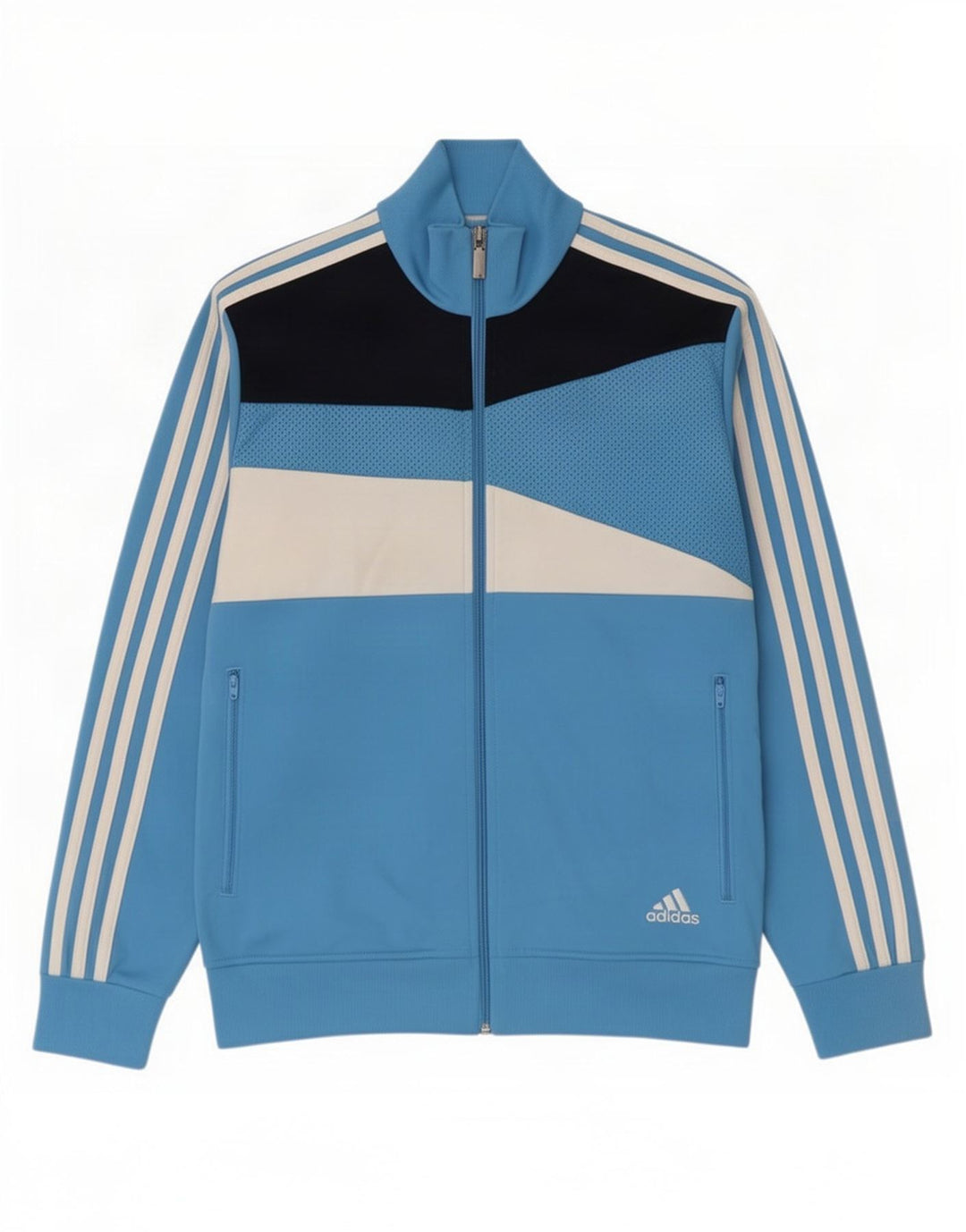 Спортивный костюм Adidas для мальчиков, верхняя куртка 13–14 лет, синяя, полиэстер с цветными блоками