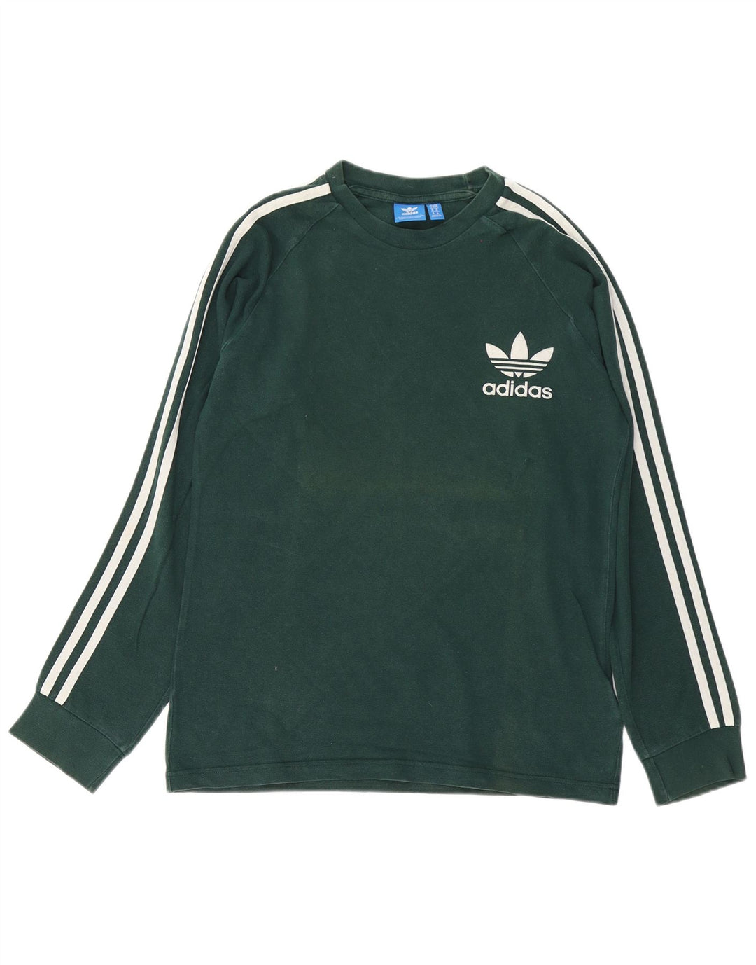 Мужской топ Adidas с длинным рукавом, средний зеленый хлопок, хлопок