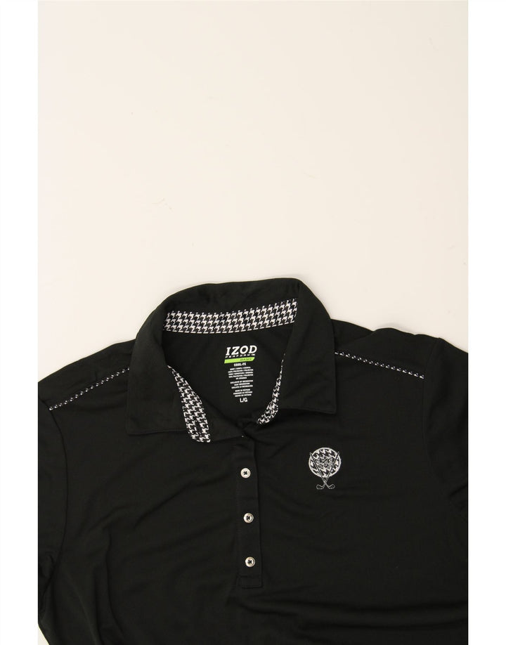 IZOD Womens Polo Shirt UK 16 Large Black Polyester Vintage Izod and Second-Hand Izod from Messina Hembry 