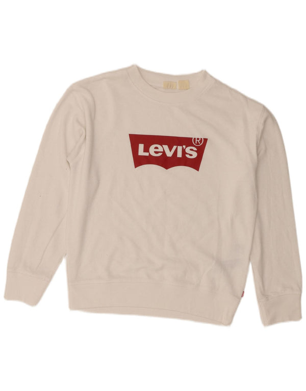 Женский джемпер оверсайз с рисунком Levi's UK 6 XS, белый хлопок