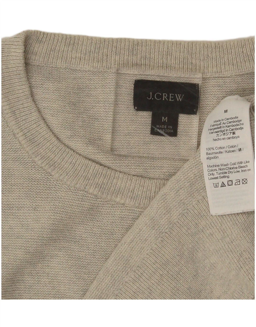 Мужской джемпер с круглым вырезом J. Crew, хлопковый свитер среднего серого цвета