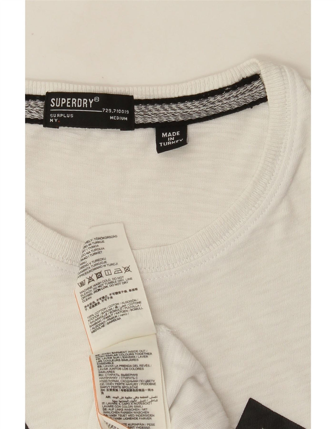 SUPERDRY Мужская футболка с рисунком, топ среднего размера, белый хлопок, хлопок