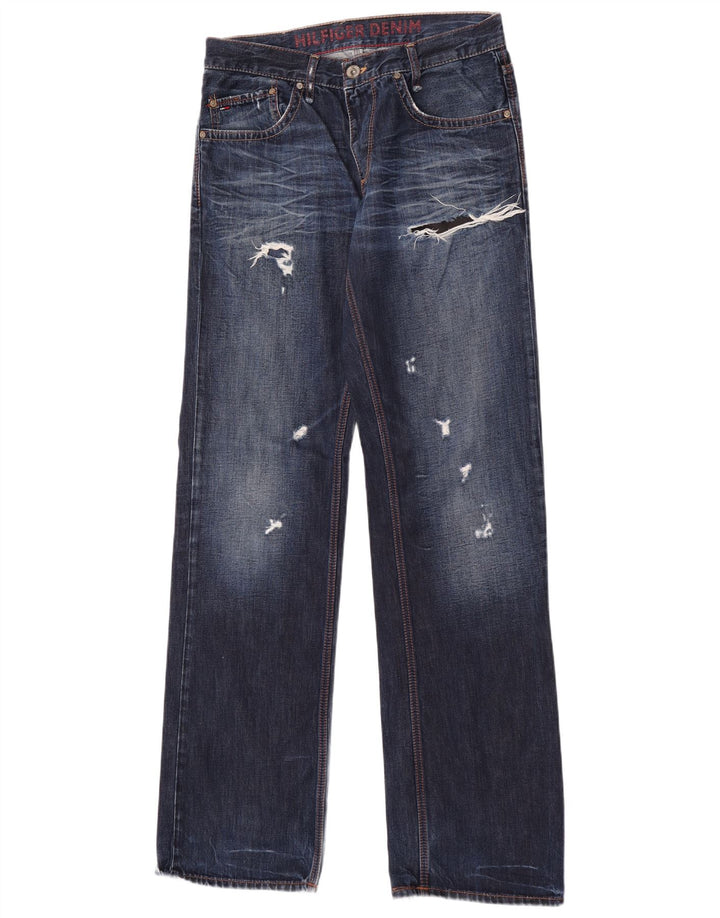 Мужские потертые прямые джинсы Tommy Hilfiger W31 L36 синие
