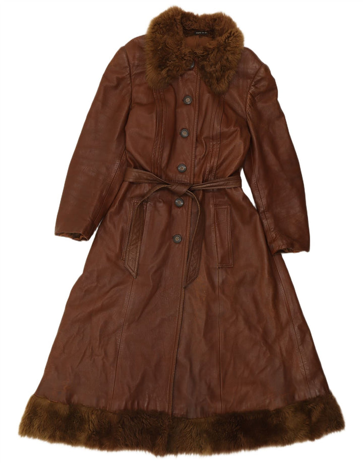 Induyco Женское кожаное пальто UK 12 Средне-коричневое кожаное