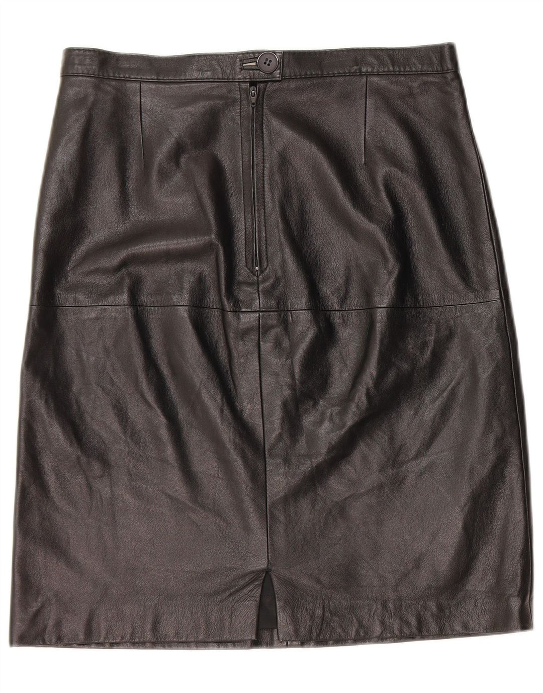 Винтажная женская кожаная юбка W30, черная кожа среднего размера