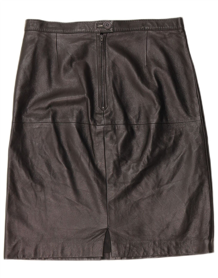 Винтажная женская кожаная юбка W30, черная кожа среднего размера