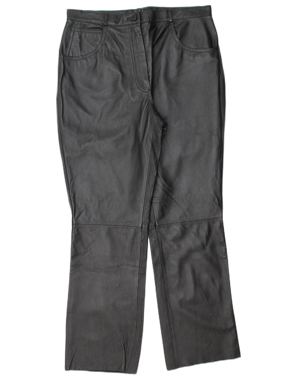 Женские прямые кожаные брюки Woodpecker UK 18 XL W34 L30, черные кожаные