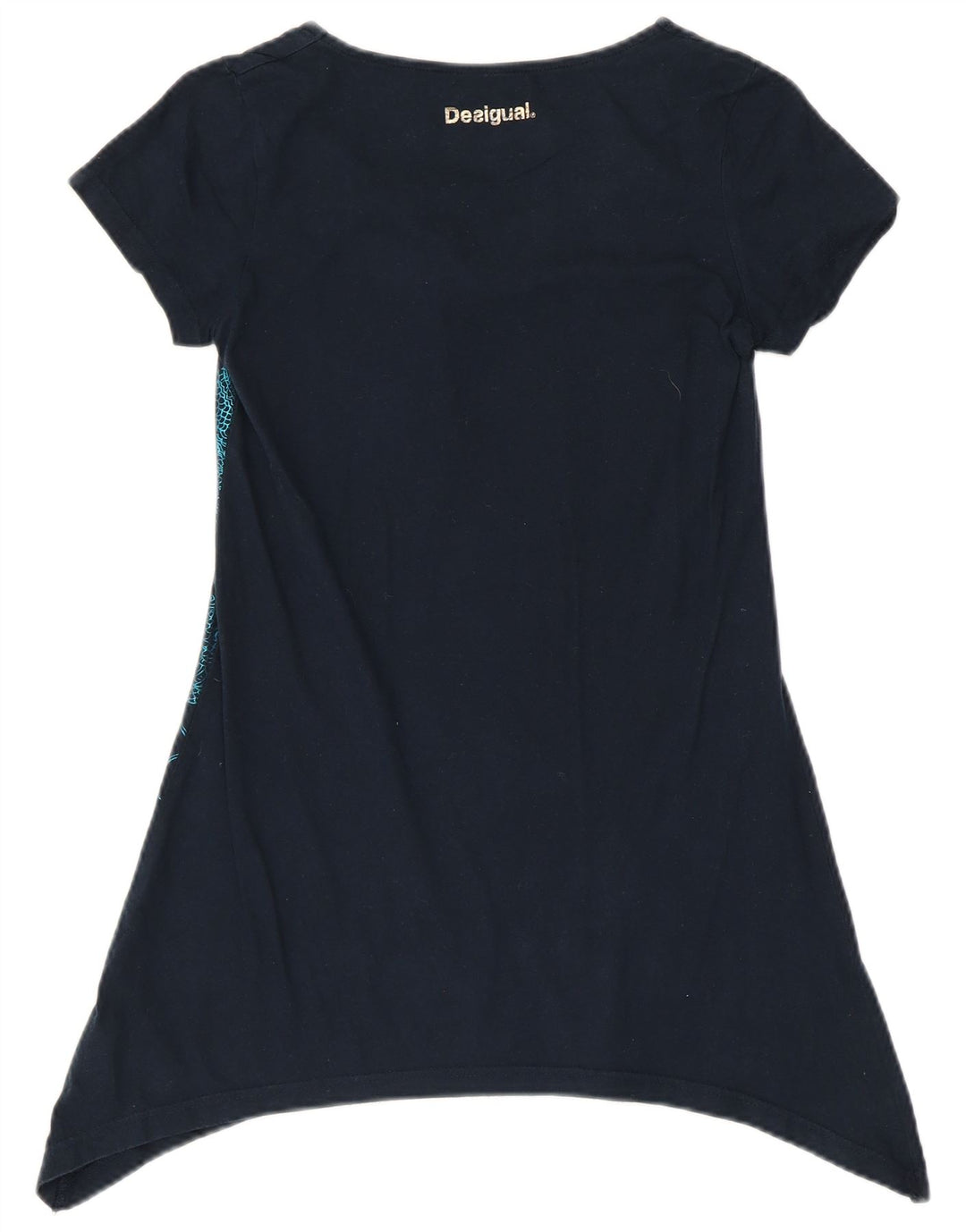 Асимметричная туника DESIGUAL для девочек, топ 13–14 лет, темно-синий с цветочным принтом