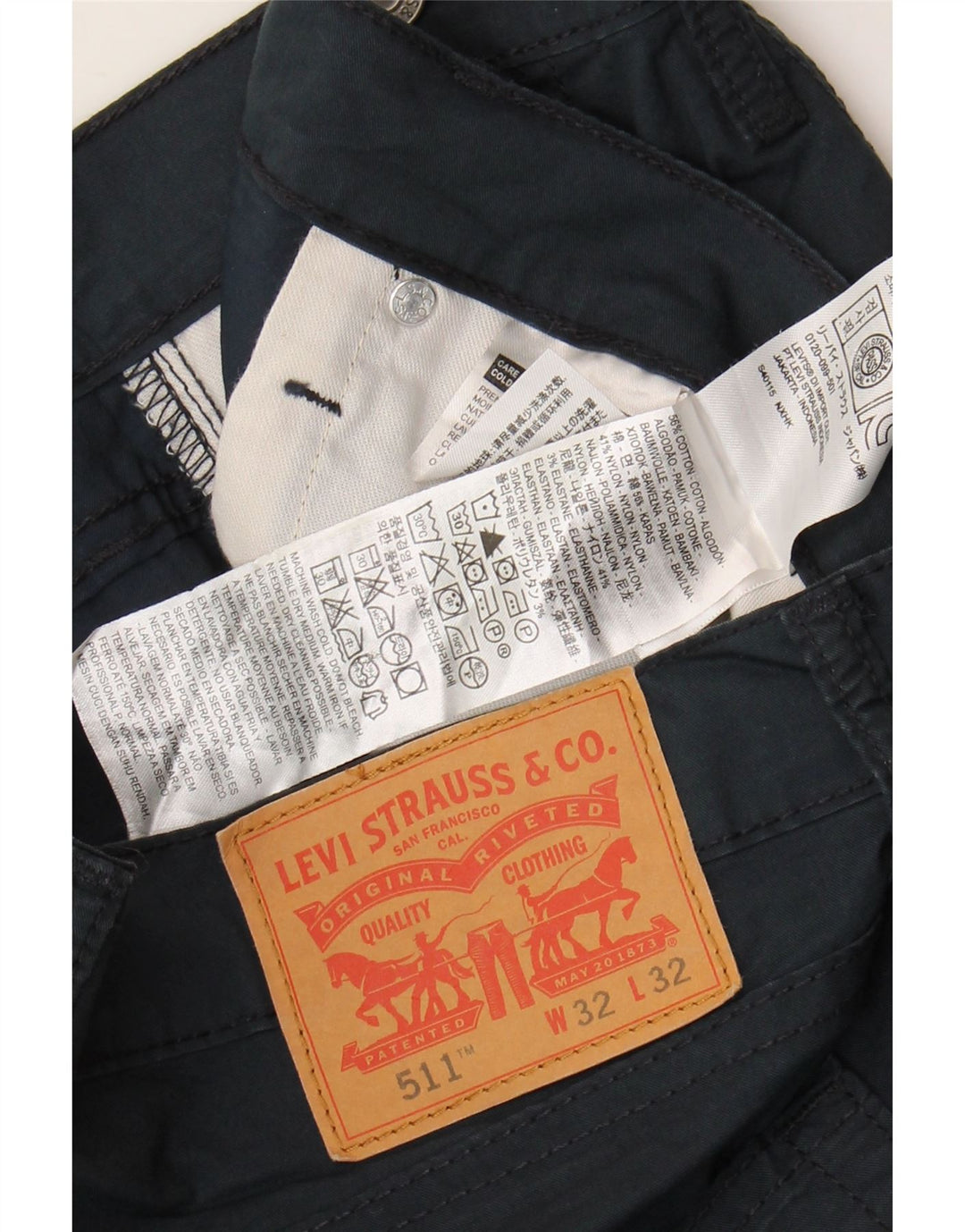 Мужские джинсы Levi's 511 Slim W32 L32 Темно-синие, хлопок