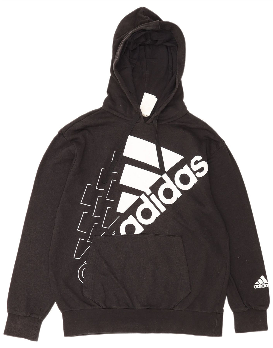 Мужской джемпер с капюшоном Adidas с рисунком, средний черный, хлопок
