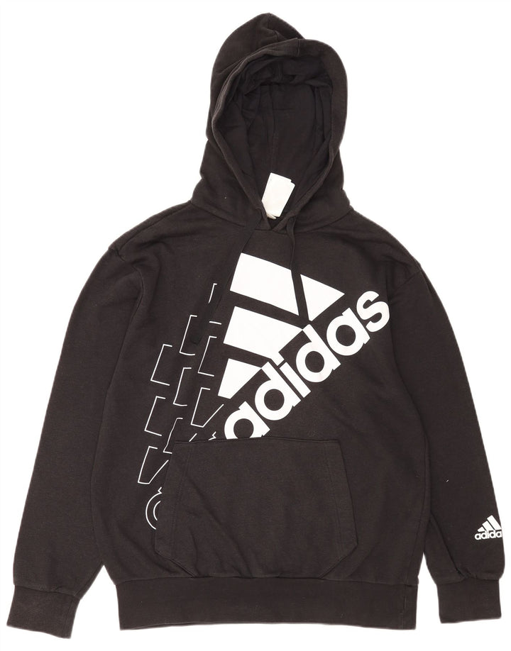 Мужской джемпер с капюшоном Adidas с рисунком, средний черный, хлопок