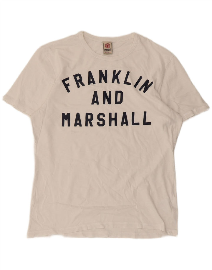 Franklin & Marshall Мужская футболка с рисунком Топ среднего размера, белый хлопок