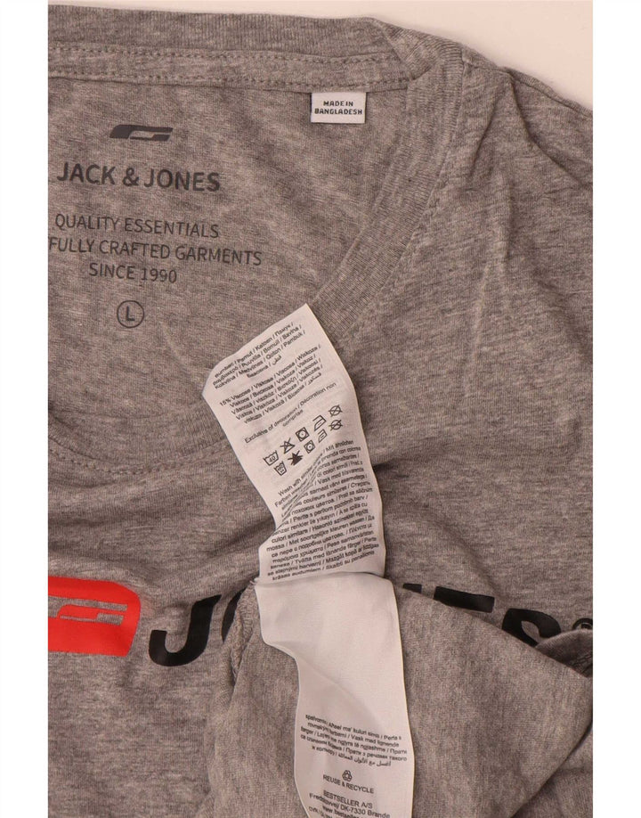 Мужская футболка с рисунком Jack & Jones, большой серый хлопок