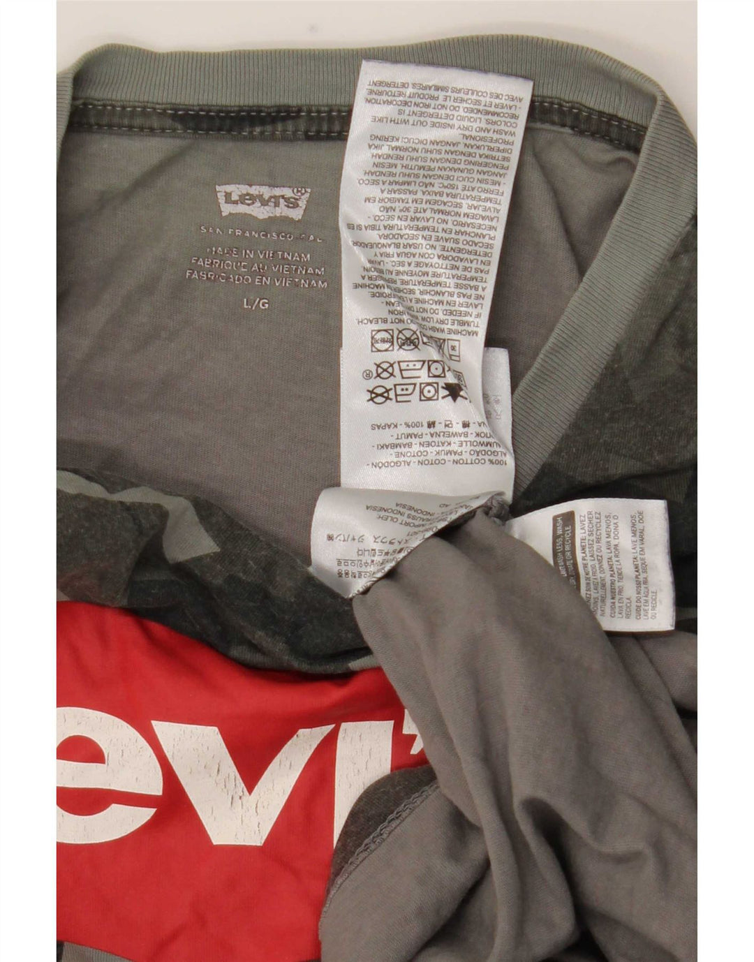 Мужская футболка с рисунком Levi's, большой разноцветный камуфляжный хлопок