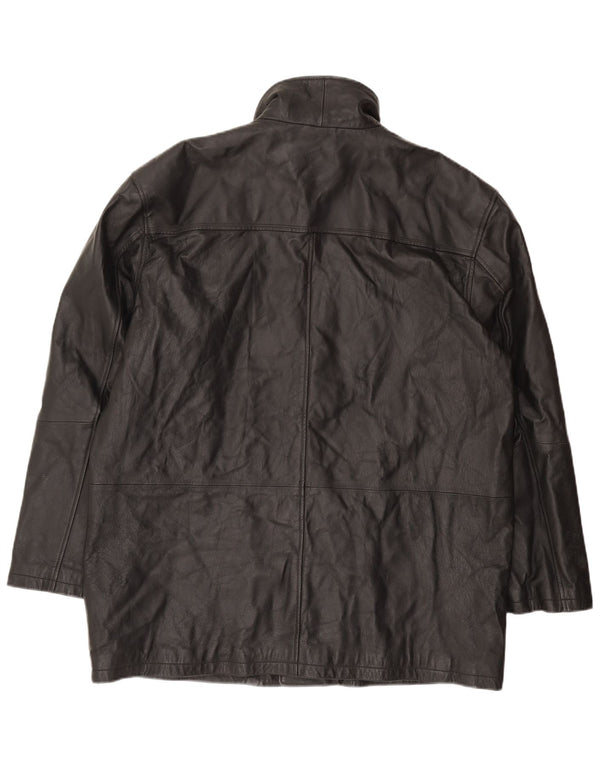 Винтажная мужская кожаная куртка IT 58 4XL черная