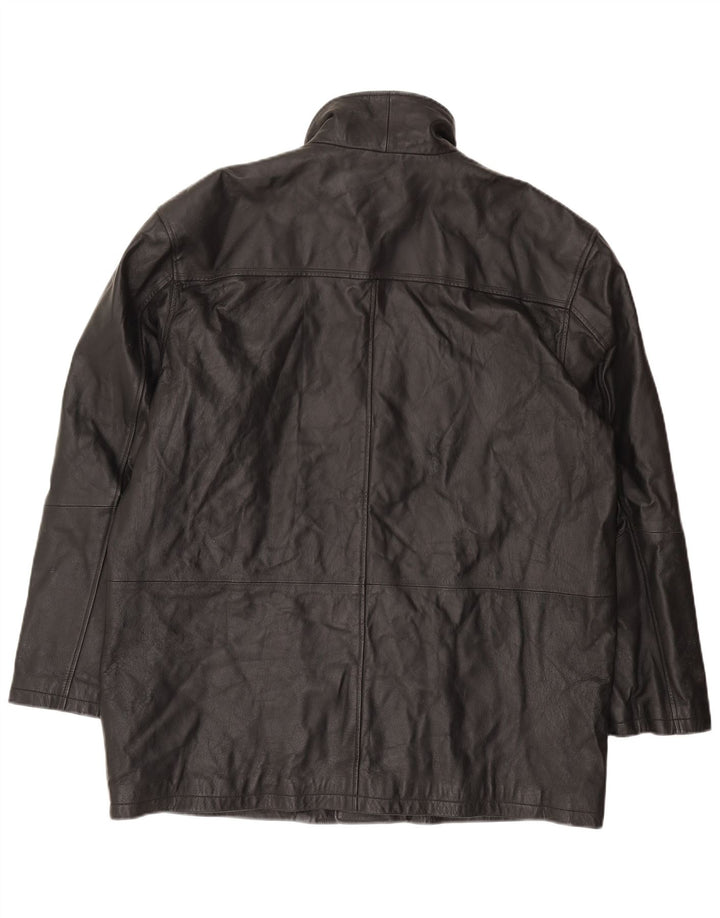 Винтажная мужская кожаная куртка IT 58 4XL черная