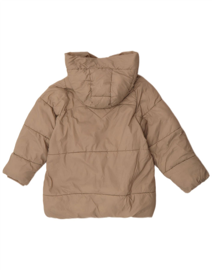Стеганая куртка с капюшоном Zara для девочек 11–12 лет, бежевый полиэстер