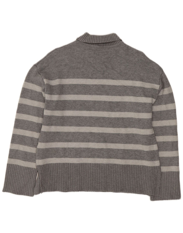 Женский свободный джемпер с высоким воротником Zara UK 10, маленький серый в полоску