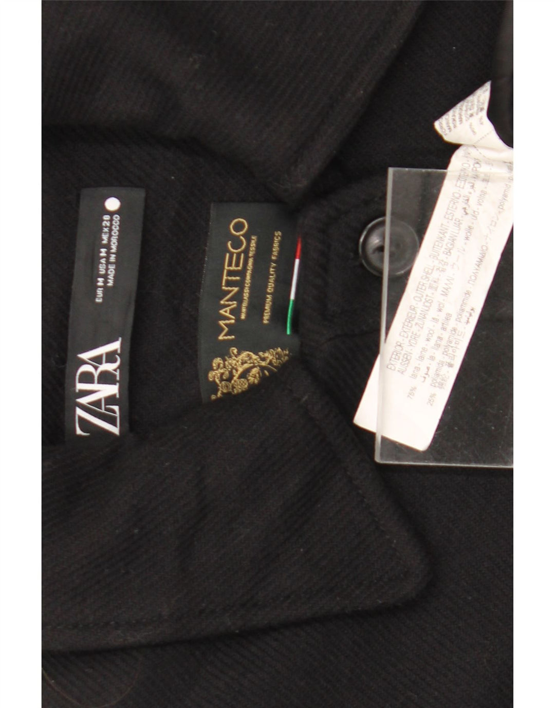 Женское пальто Zara UK 14, среднее, черное, шерстяное