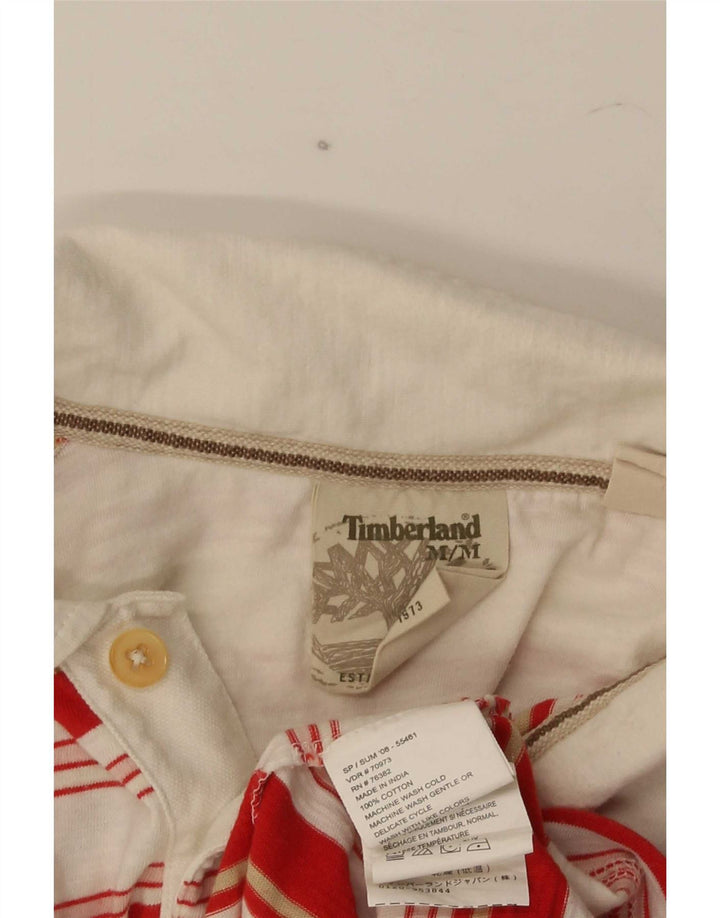 Мужская рубашка поло Timberland из хлопка в красную полоску среднего размера
