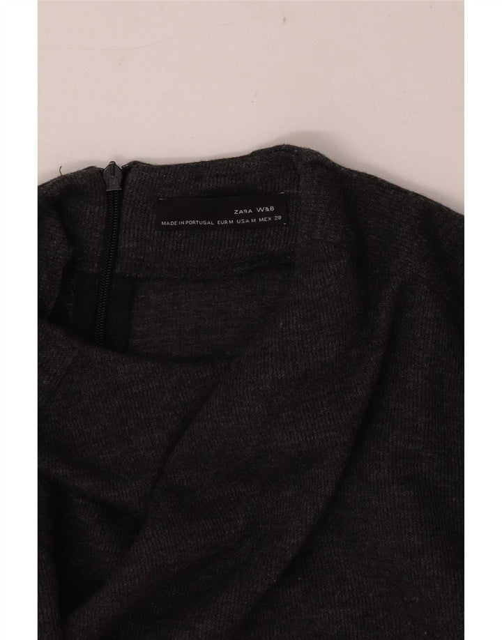 Женское платье-джемпер с длинным рукавом Zara UK 12, средний серый цвет