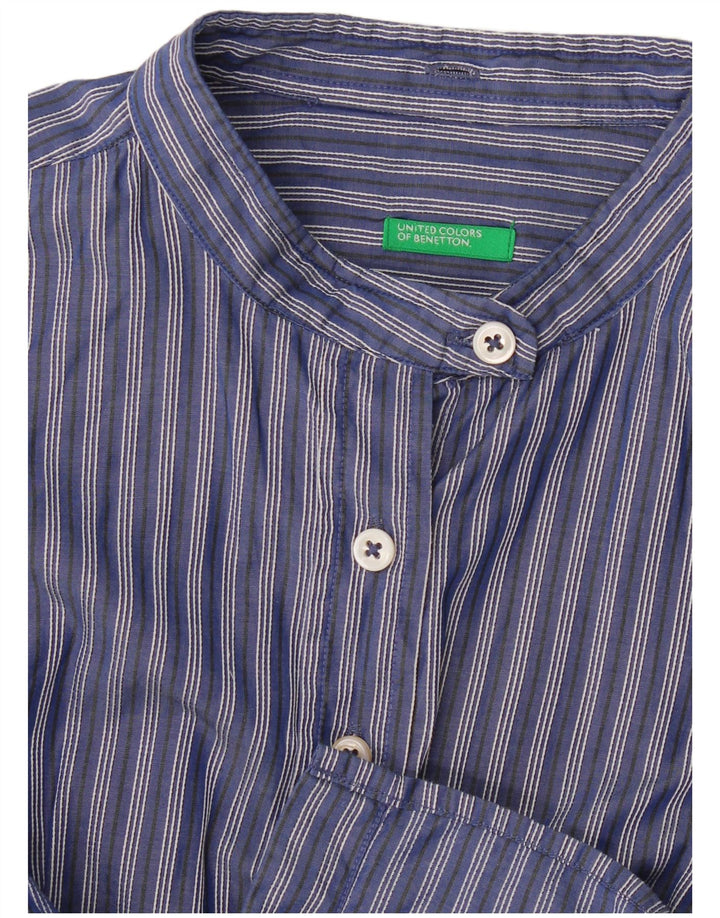 Женская рубашка Benetton UK 10, маленькая, темно-синяя в полоску