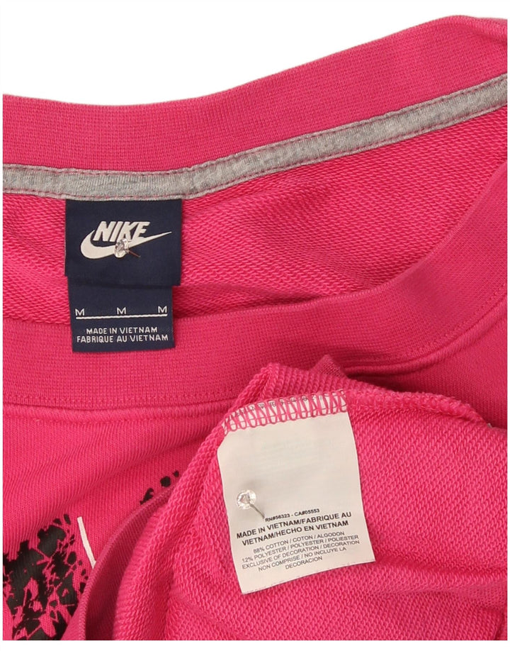 Женский свитер с рисунком Nike UK 12, хлопок среднего розового цвета
