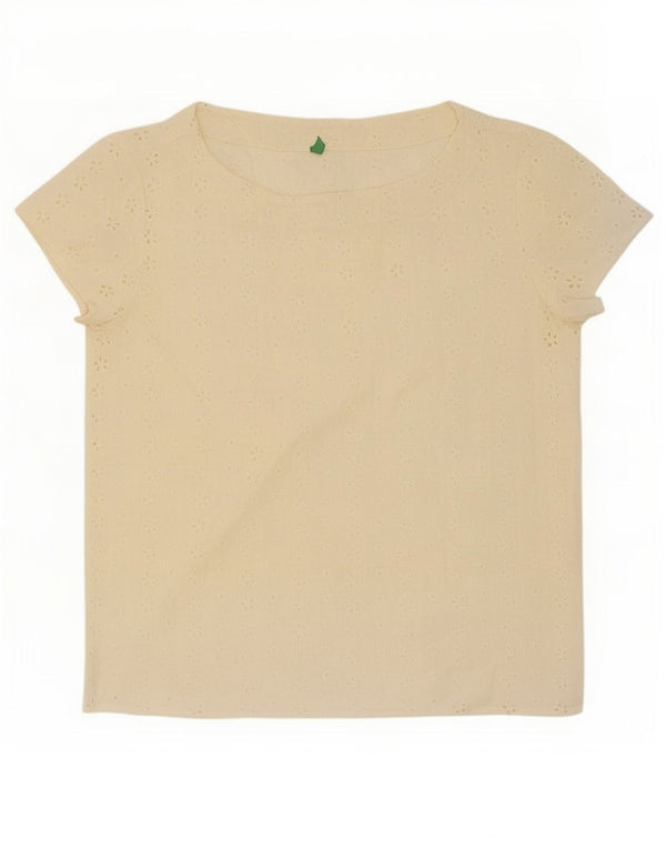 Женская блузка Benetton Top UK 10, маленький цвет, белый хлопок, хлопок