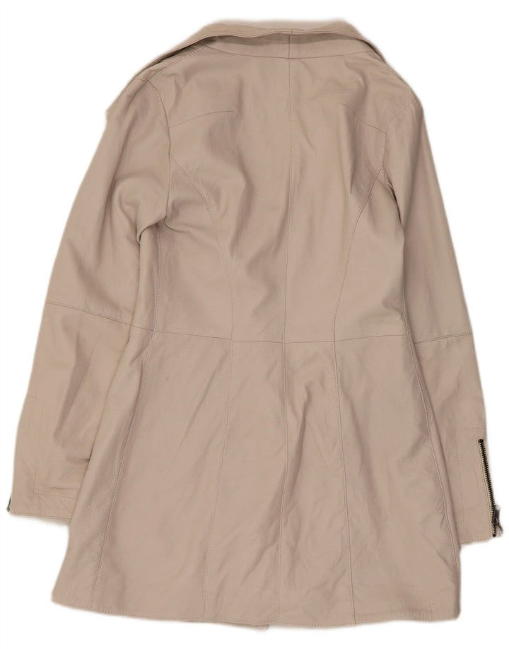 Винтажное женское кожаное пальто IT 42 Medium Off White Leather