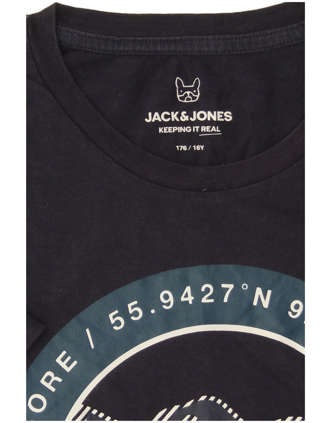 Футболка с рисунком Jack & Jones для мальчиков Core, топ 15–16 лет, темно-синяя