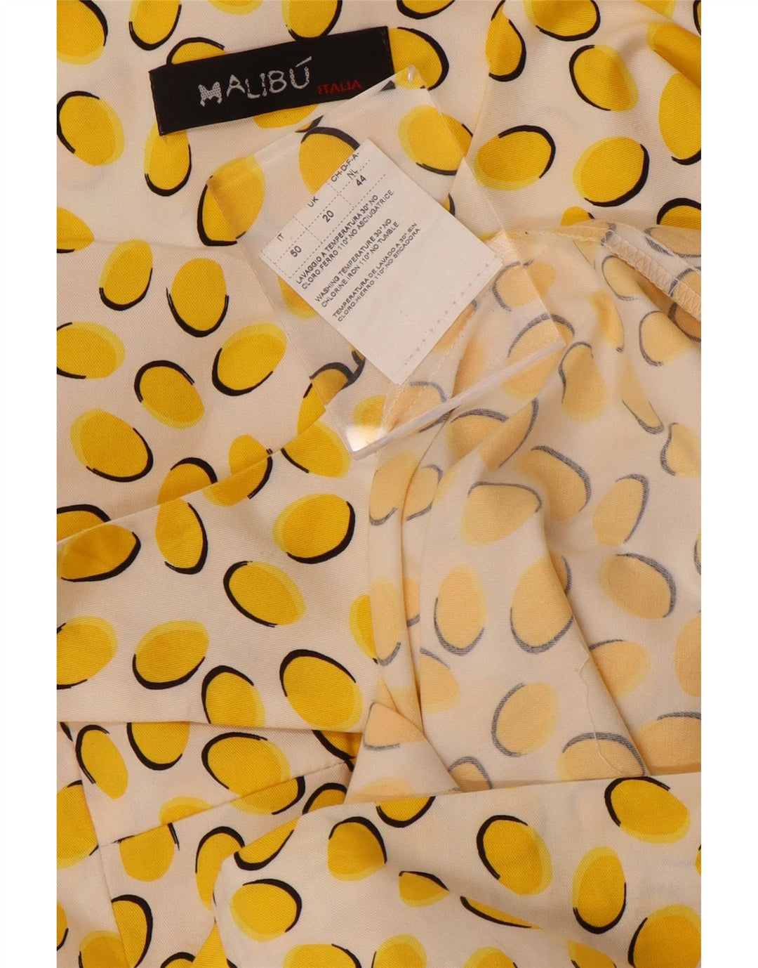 ВИНТАЖНОЕ женское платье-футляр без рукавов UK 20 2XL из хлопка с желтыми пятнами