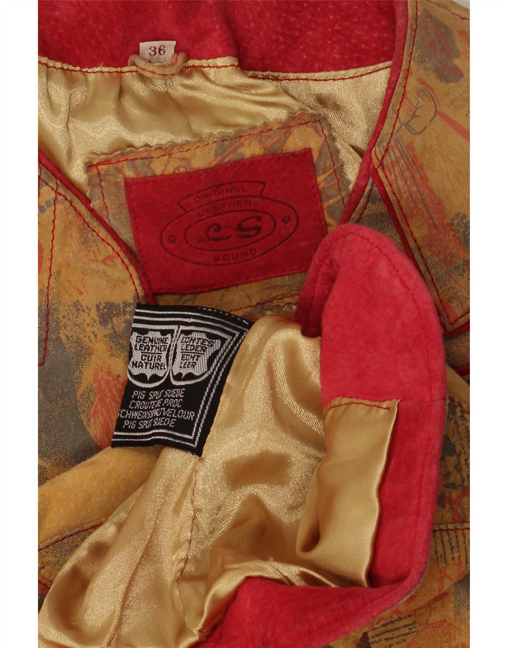 Винтажный женский пиджак Trachten на 4 пуговицах, цвет ЕС 36, маленький, бежевый кожаный