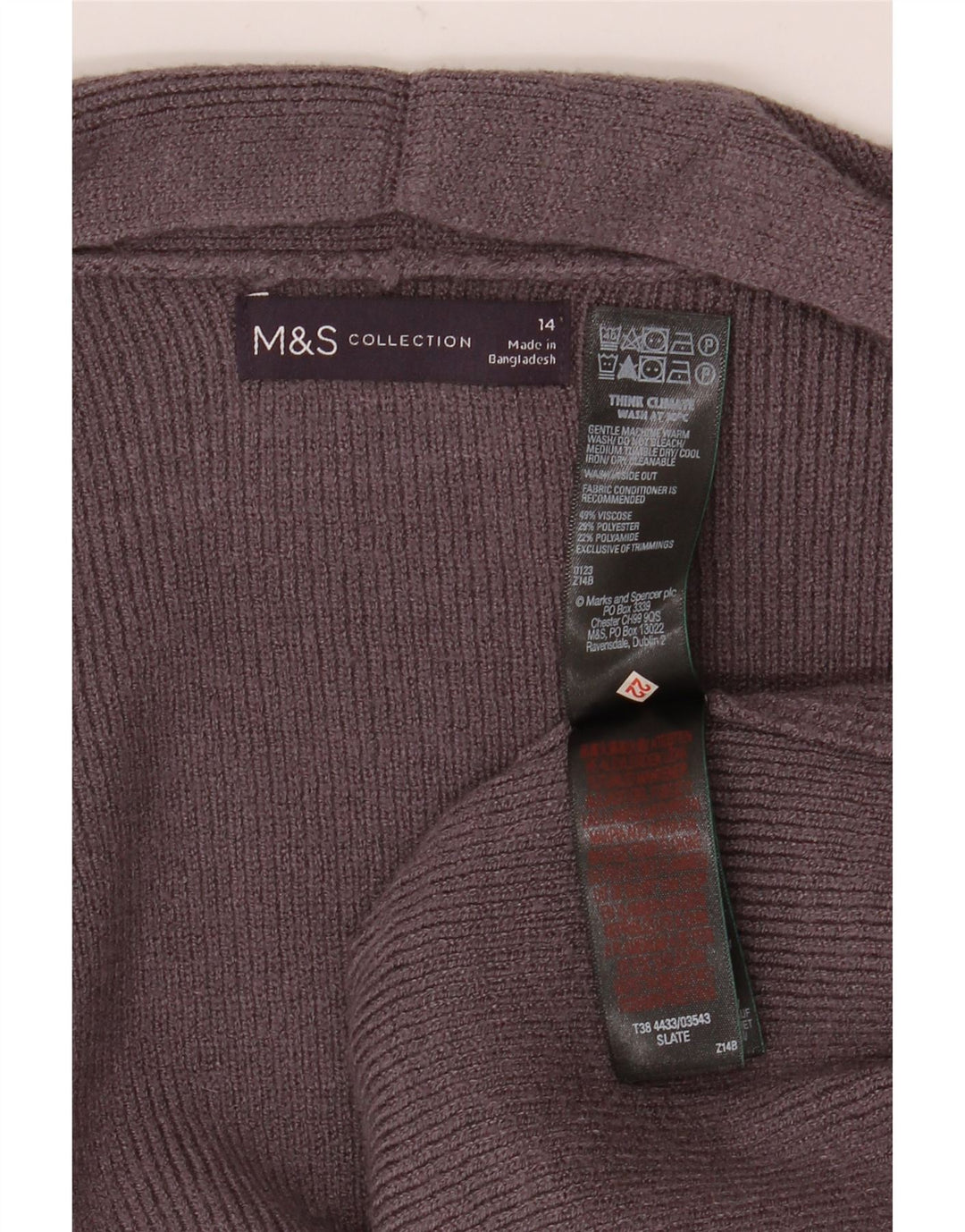 Женский удлиненный открытый кардиган Marks & Spencer UK 14, большой серый