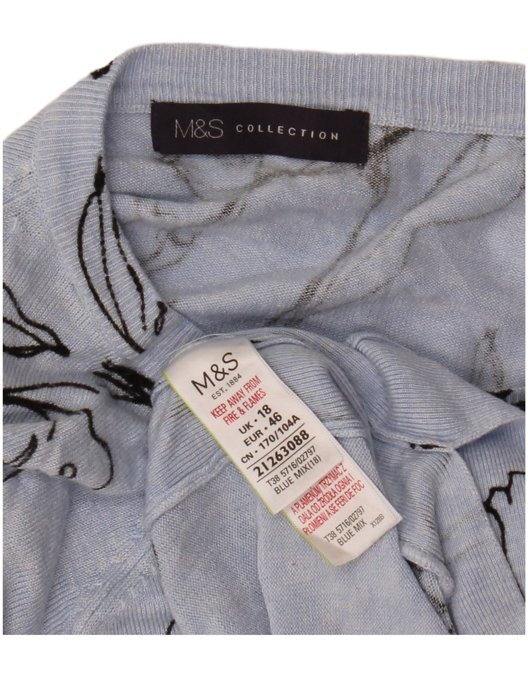 Женский джемпер с вырезом лодочкой MARKS & SPENCER, Великобритания, 18 XL, синий с цветочным принтом