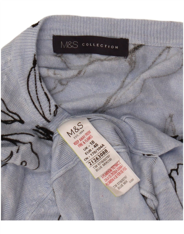 Женский джемпер с вырезом лодочкой MARKS & SPENCER, Великобритания, 18 XL, синий с цветочным принтом