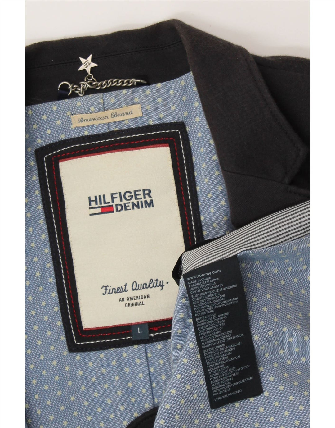 TOMMY HILFIGER Женский пиджак на 1 пуговице UK 14, большой темно-синий хлопок