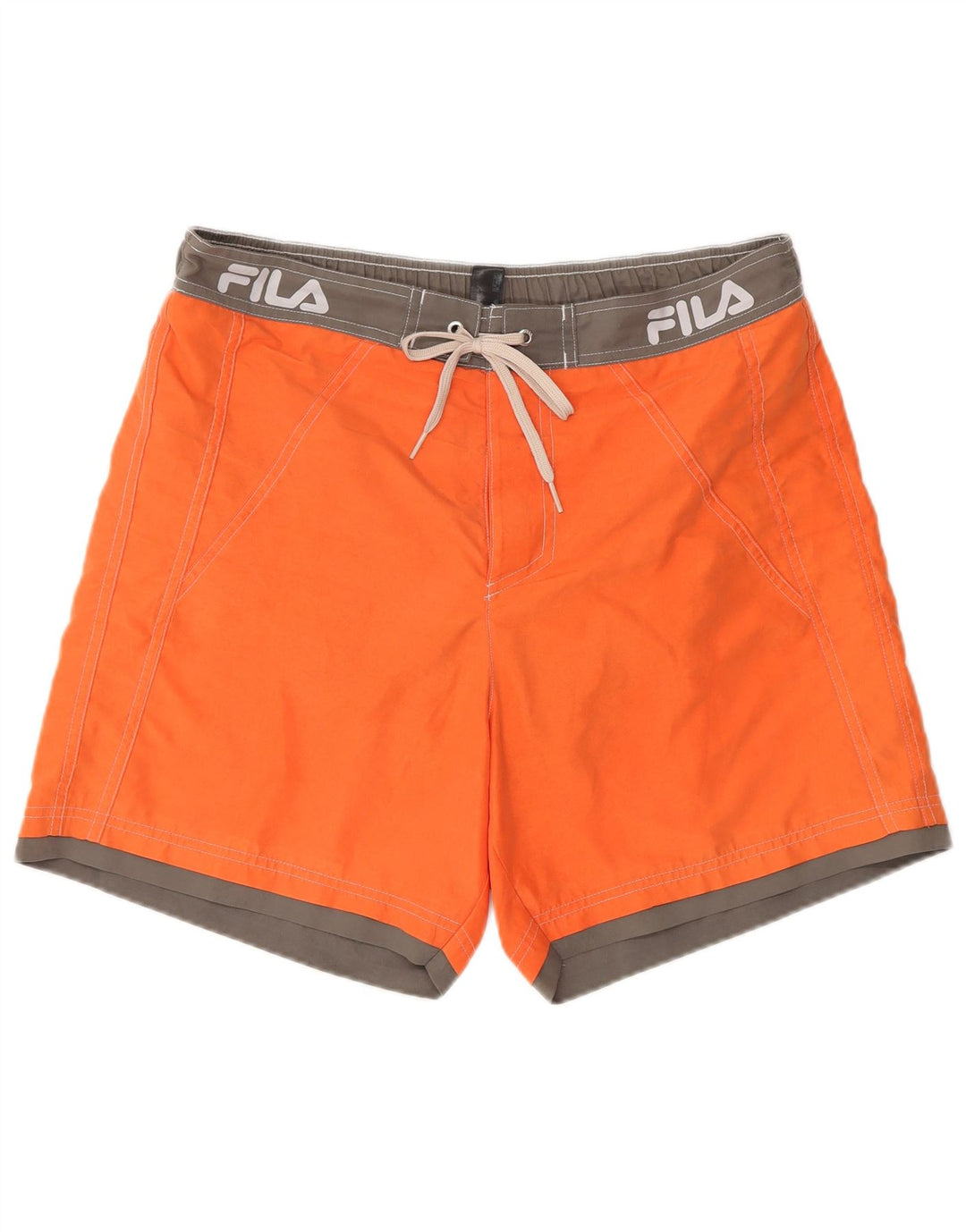 Мужские шорты для плавания Fila с рисунком, большие оранжевые, полиэстер с цветными блоками